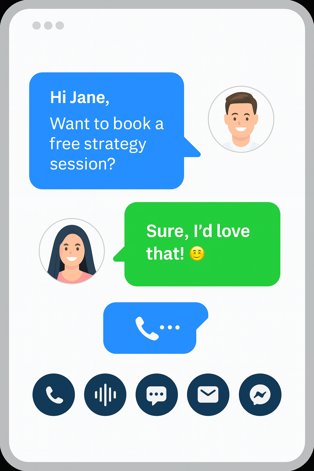 Multi-channel communication interface showing chat conversation